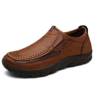 Hiking Shoes Men's Lightweight Loafers Slip-On Leather Moccasins Driving Caminhadas Trekking MartLion Light brown 39(24.5CM) 