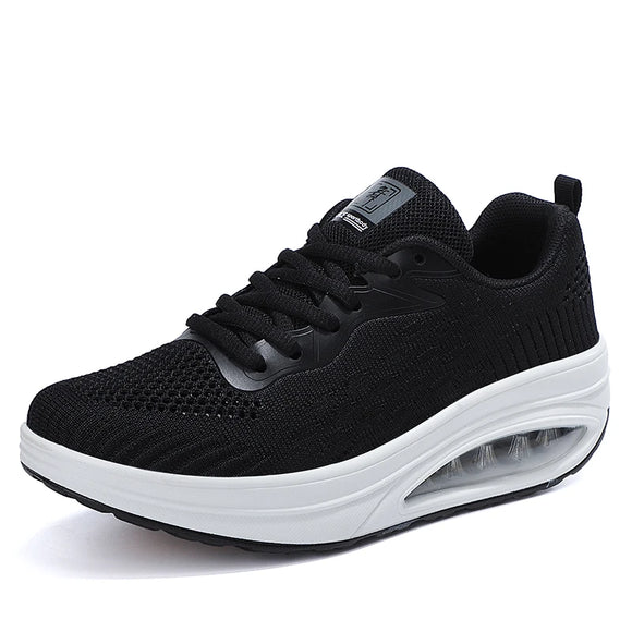 Casual Vulcanized Shoes Women's Lightweight Breathable Mesh Shoes Non-slip Sneakers Walking MartLion black 35 