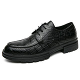 Business Men's Dress Shoes Plaid Split Leather Oxfords British Lace Up Formal Footwear Mart Lion Black 38 