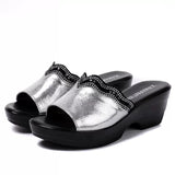 Women Slipper's  Ladies Summer Shoes High Heels Rhinestone Summer MartLion   