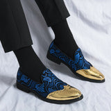 Spring Men's Shoes Gold Blue Adult Dress Footwear Slip-on Casual Zapatos Party Formal Mart Lion Blue 6 