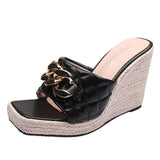 Peep toe Sandals Women Summer Shoes Platform Elegant Wedge Heel 10cm Yellow Black Pink MartLion   