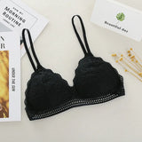 Lace Embroidery Bra Women  Underwear Brassiere Stretch Seamless Push Up Lingerie MartLion Black 1pcs One Size 