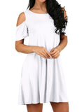 Elegant Dress Vintage Off Shoulder Short Sleeves Loose Women Solid Color Mini Dress Club Party MartLion WHITE M 