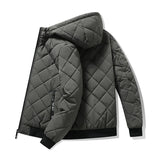 Jackets for Men with Hood Winter Cotton Padded Jacket Men Clothing Rhombus Texture Casual Parkas MartLion Grey 4XL 