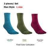 3Pairs/Set Medium Long Tube Sport Fivetoes Socks Toe Socks For Barefoot Running Shoes Marathon Mart Lion Man L size  