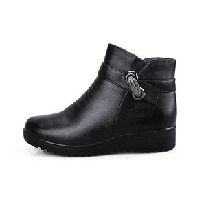 Winter Shoes women's genuine leather ankle Wedges boots Casual Warm Snow MartLion   