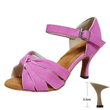 Stage Performance Pink Latin Dance Shoes Women's Indoor Soft-soled Jazz Tango High-heeled Sandals Modern Wedding Party MartLion Pink heel 8.5cm 43 