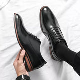 Luxury Men's Shoes Casual Pointed Oxford Wedding Leather Dress Gentleman Office MartLion black 38 