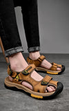 Summer Genuine Leather Men's Sandals Design Breathable Casual Shoes Soft Bottom Outdoor Beach Sandals Mart Lion   