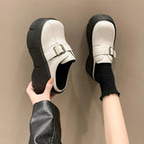 Increasing Ladies  Leather Pumps  Platform Wedge White Slippers  Women Slip on Casual Females Shoes MartLion   