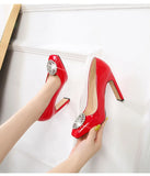 High Heels Women Party Shoes Pumps Rhinestone Black Red Super High Heel 10cm MartLion   