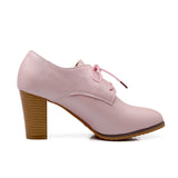 Autumn Elegant Pink Blue Women Formal Pumps High Square Heels Lady Office Shoes MartLion   