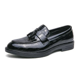 Glitter Leather Dress Shoes Men's Slip-on Casual Platform Wedding Party Zapatos De Hombre MartLion black 0221 38 CHINA