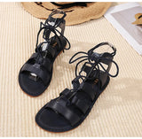 summer women's outerwear sandals roman style shoes Ladies' casual flats tie design walking and work wear MartLion   