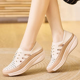 Microfiber Hollow Women sneakers Summer shoes Lady Heel Height 4.0cm Wedding loafers MartLion   