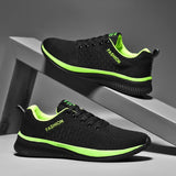 Walking Shoes Casual Leather Soprts Shoes Men's Baskets Tennis Outdoor Sneakers MartLion 9088-black green 46 