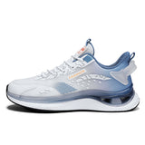 Men's Running Shoes Casual Breathable Sneakers Outdoor Walking Elastic Sports Tennis Mart Lion white blue 39 