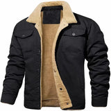 Winter Men's Bomber Jacket Plush Thicken Wool Jacket Men's Lapel Embroidery Thick Warm Cargo Jackets Coats MartLion Black US -S 