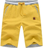 Casual Shorts Soft Sweatpants men's Breathable Clothing Twill Pants Elastic Summer Clothes Drawstring Mart Lion Yellow 30 