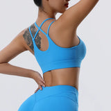High Support Sports Bra Cross Straps Back High Support Impact Yoga Underwear Running Fitness Gym Padded Bralette MartLion   