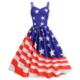 Independence Day Vintage Dresses Sleeveless Women American Flag Printed Slip Dress Casual MartLion 9677 XXL 