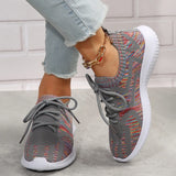 Women Flat Heels Sneakers Mix Color Designer Breathability Casual Lace Up Sports Shoes Round Toes Spring Autumn MartLion   