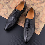 Men's Derby Dress Leather Shoes Party Printing Luxury Zapatos De Hombre Genuine Leather Oxfords Black Lace Up Daily MartLion   