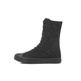 Casual Elevated Canvas Shoes with Inner Zipper Mid Sleeve Women's Women Sneakers MartLion black 42 