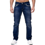 Men's Jeans Black Straight Pants Blue Denim Trousers Streetwear Slim Jeans MartLion dark blue XXXL (waist 96cm) 