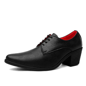 Height Increase 6cm Men's Shoes Formal Career Work High Heels Dress Slip-On Wedding Leather MartLion   