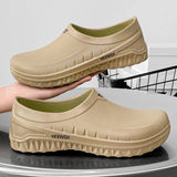 Anti-Skid Chef Shoes For Men's Kitchen Working Garden Without Holes Soft Rubber Sandals Clogs Waterproof Oil Resistant MartLion   