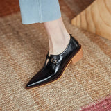 Spring Women Shoes Pumps Pointed Toe Chunky Heel All-match Casual Shoes Retro Med Heel MartLion   