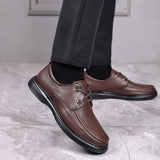 Genuine Leather Men's Casual Shoes Lace Up Leather Flat Footwear for driving Mart Lion   