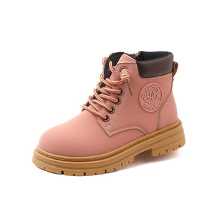 Yellow Boots for Children Breathable Suede Leather Kids Platform Ankle Casual Infantil MartLion pink N519 26 CN