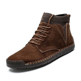 Autumn Winter Retro High-top Men's Casual Shoes Suede Leather Flat MartLion brown 7009 38 CHINA