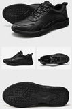 Casual BLack Genuine Leather Shoes Men's Breathable Outdoor Sneakers Adult Athletic Walking Mart Lion   