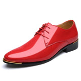 Luxury Men's Shoes Oxford Patent Leather White Wedding Black Leather Soft Dress Formal MartLion Red 38 