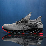 Outdoor Men's Free Running Jogging Walking Sports Shoes Lace-up Athietic Breathable Blade Sneakers Mart Lion 9115Gray 6.5 