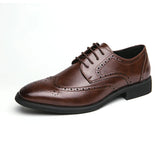 Men's Genuine Leather Oxford Derby Handmade Brogue Shoes Office Formal Wedding Luxury Dress MartLion 8738 Brown 38 