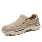 Men's casual shoes Summer canvas Slip-on breathable casual outdoor large walking sneakers MartLion Khaki 39 