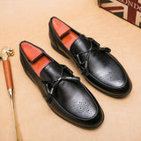 Brogue Men's Dress Shoes Slip Loafers microfiber Leather Mart Lion   