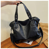 Black Shoulder Bags Women Large Capacity Casual Tote Female Pu Leather Hobos Crossbody Bag  Simple Handbag Mart Lion   