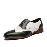 Men's Luxury Shoes Brogue Lace-up Casual British Style Contrast Color Oxford Office MartLion Black 38 
