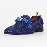Men's Shoes Genuine Cow Leather Trends Rhinestones Wedding leather MartLion Blue 43 CHINA