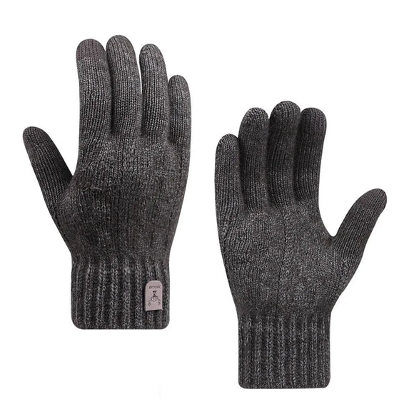 men's warm gloves winter touch screen plus fleece gloves cold warm wool knitted gloves MartLion   