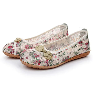 Women Cute Sweet Light Weight Floral Dance Loafers Lady Comfort Canvas Flat Shoes MartLion bb 39 