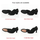 Black Latin Dance Shoes for Women Oxford Cloth Soft Sole Lace Up Jazz Ballroom High Heel MartLion   