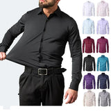 Four sided elastic shirt for men's shirt multi-color non ironing wrinkle resistant simple business dress casual shirt MartLion   