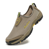 Summer Mesh Shoes Men's Sneakers Lightweight Breathable Walking Footwear Slip-On Casual Mart Lion Brown 02 7 